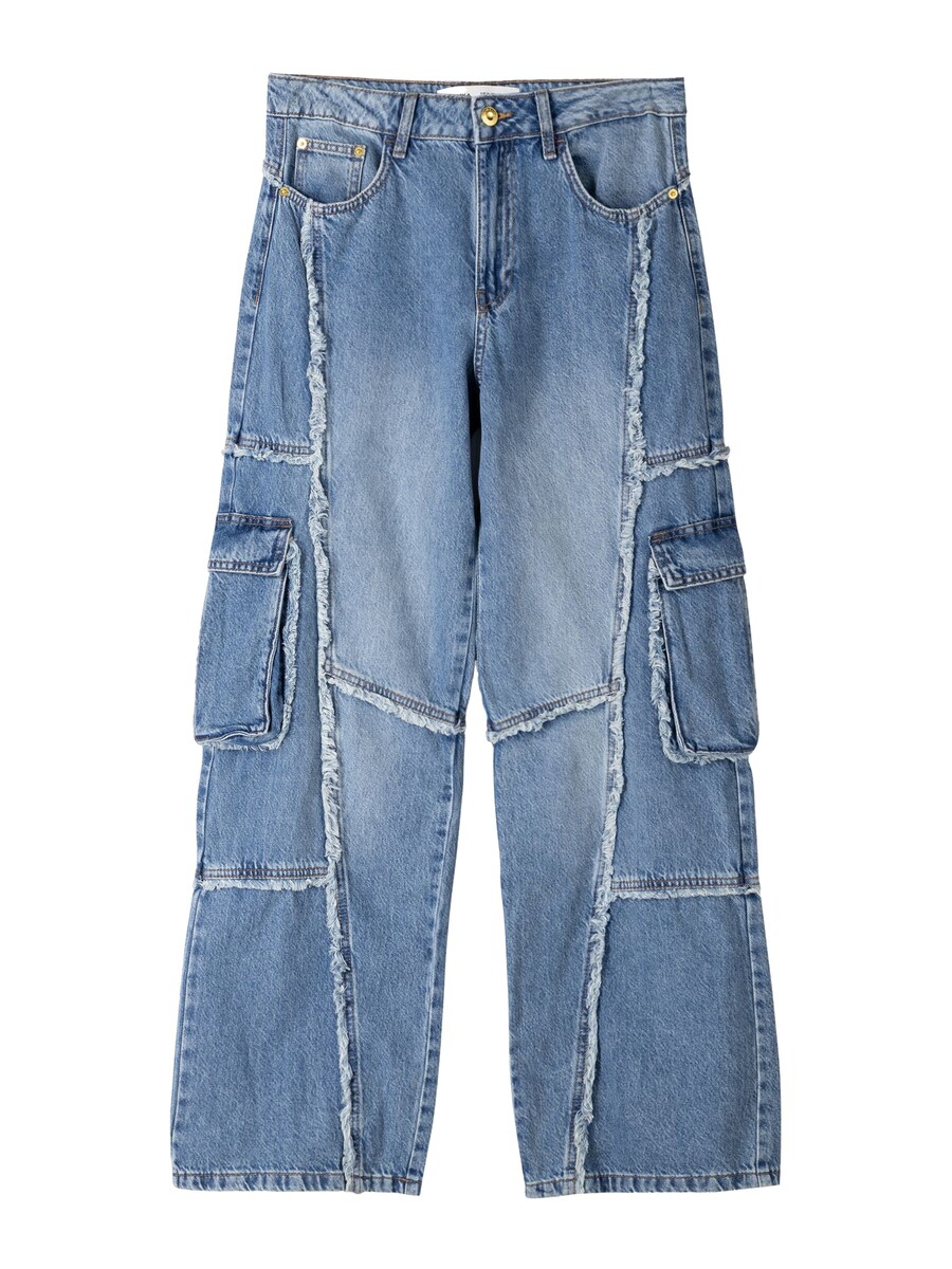 

Джинсы Bershka Wide leg Cargo Jeans, синий деним