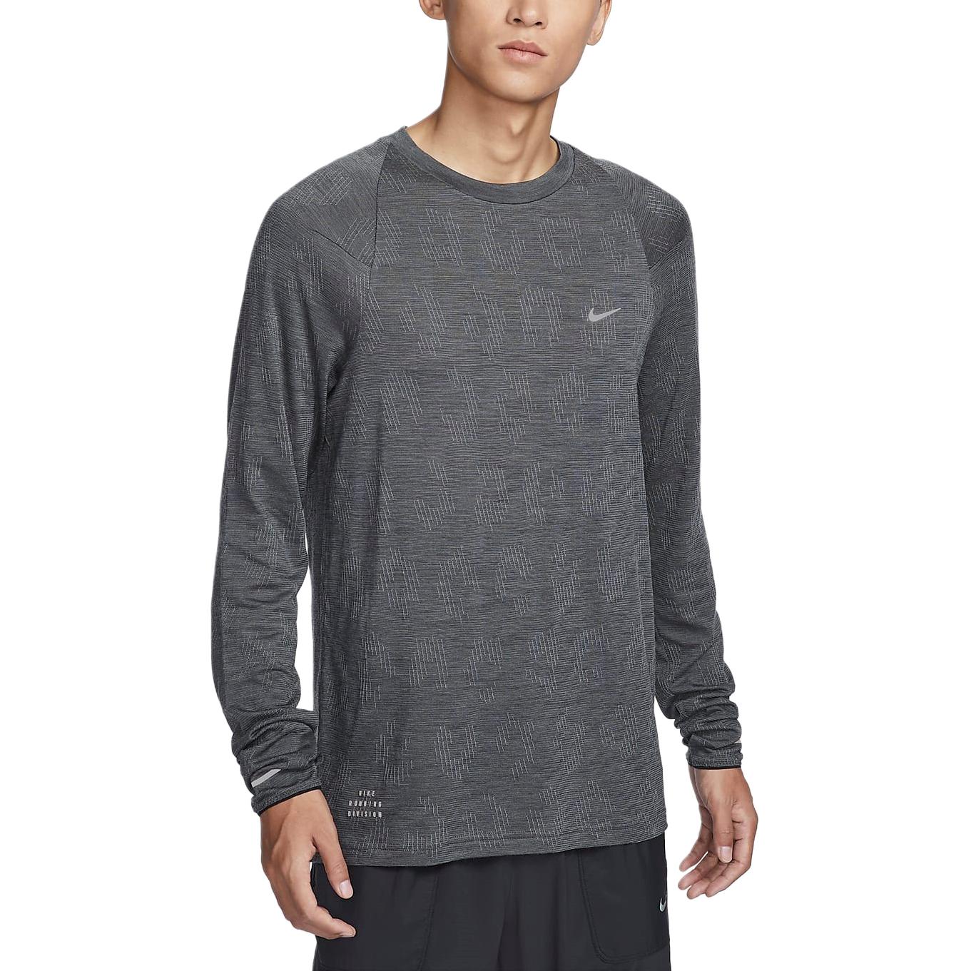 Термобельевая беговая футболка Nike THERMA FIT ADV Division Мужская Черный/Серый металлик — фото 2