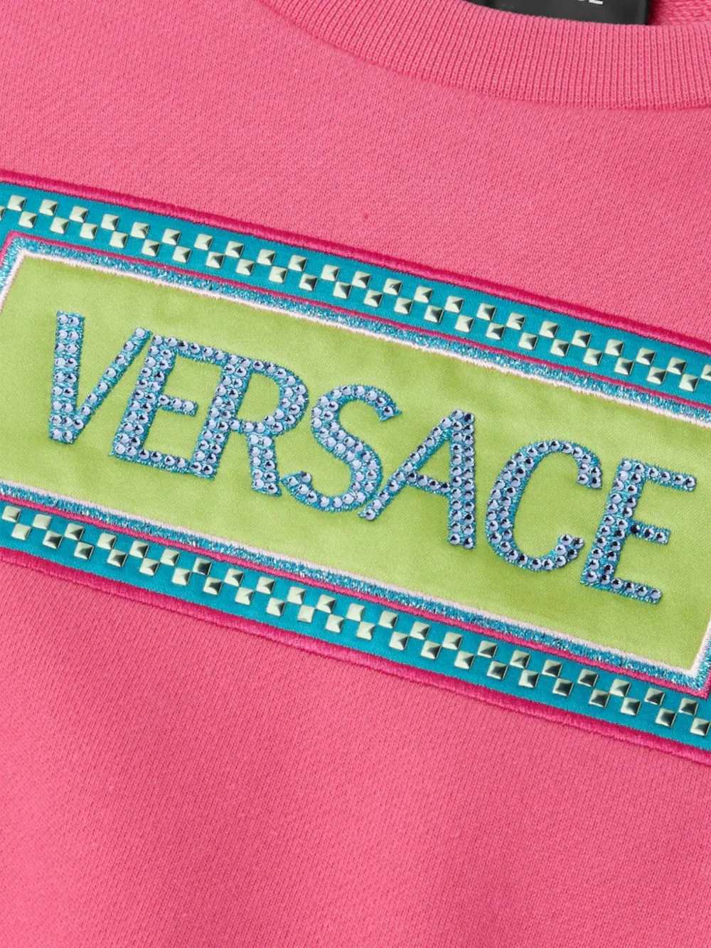 Свитшот с нашивкой-логотипом Versace Kids, розовый — фото 3
