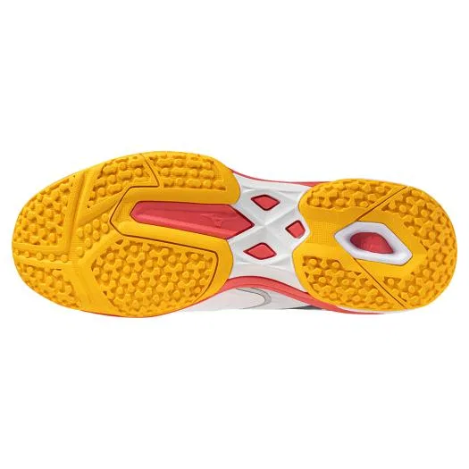 Теннисные кроссовки «Wave Exceed Court Wide OC» от Mizuno, White X Coral X Citrus — фото 2