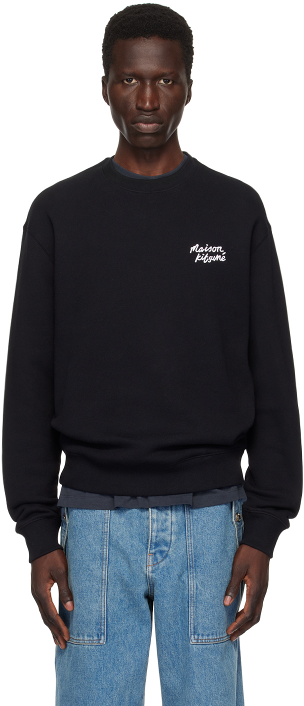 

Черная толстовка с надписью «Рукописный текст» Maison Kitsune