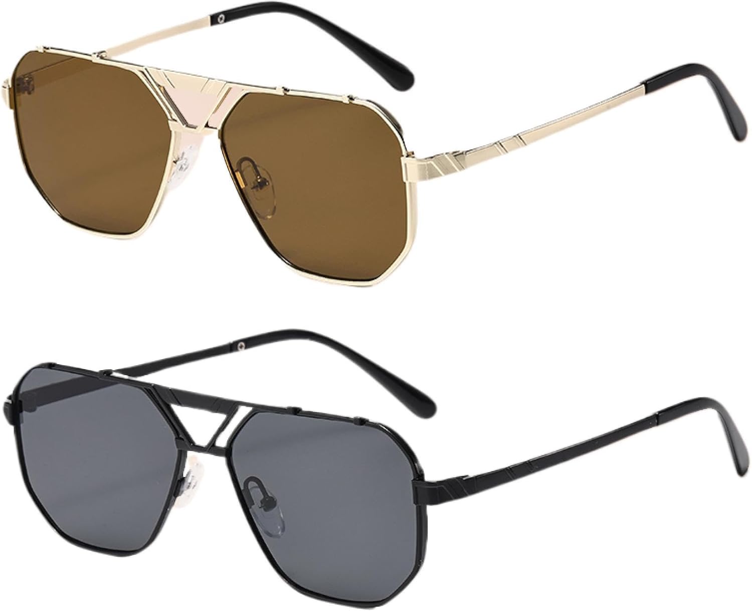 

Солнцезащитные очки с защитой UV400 | Металлические двойные перемычки, градиентные линзы | Для женщин и мужчин, для занятий спортом на открытом воздухе и вождения DSVIGF, 2pcs Z03a