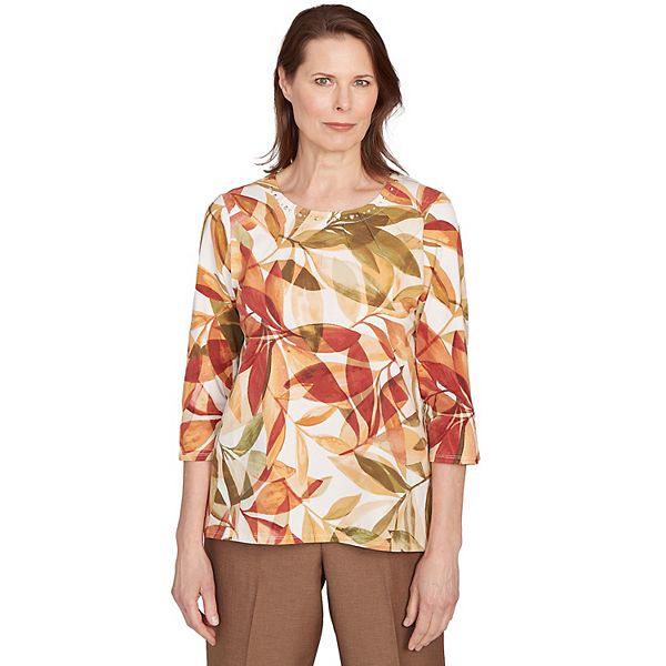 

Топ с плиссированным вырезом в виде листика Alfred Dunner