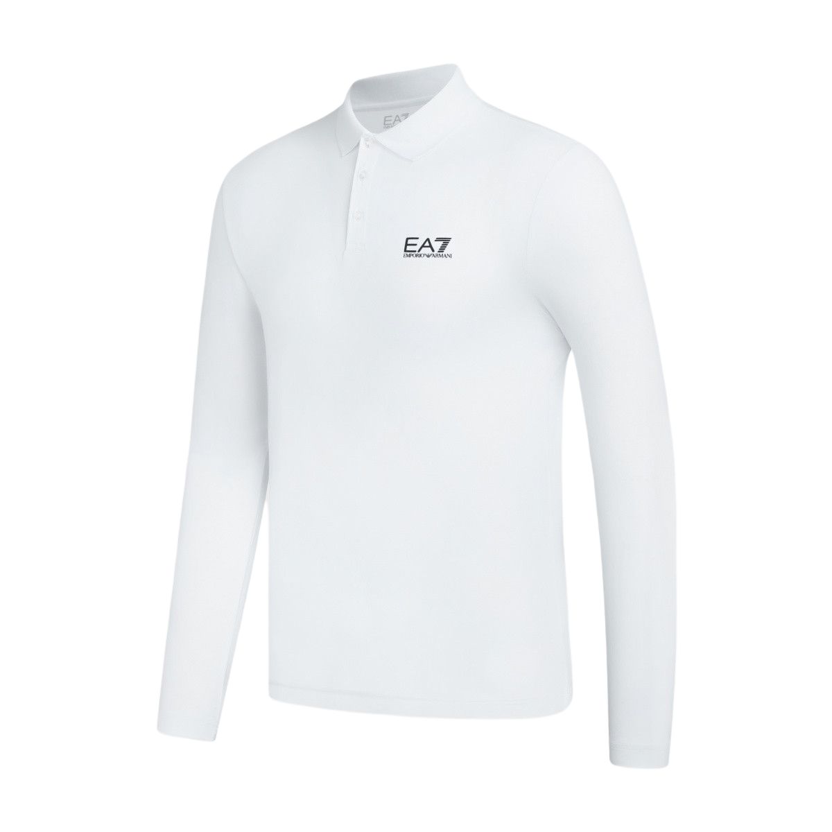 Футболка поло с длинным рукавом и принтом логотипа Ea7 EMPORIO ARMANI, белая — фото 4