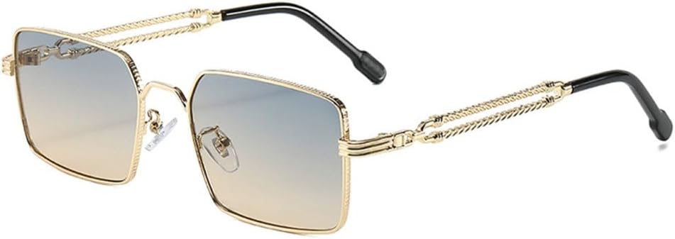 

Ретро металлические солнцезащитные очки для женщин класса люкс с защитой от УФ-излучения UV400, модные солнцезащитные очки для мужчин с градиентным переходом цвета TYUVIVO, Golden Blue Tea