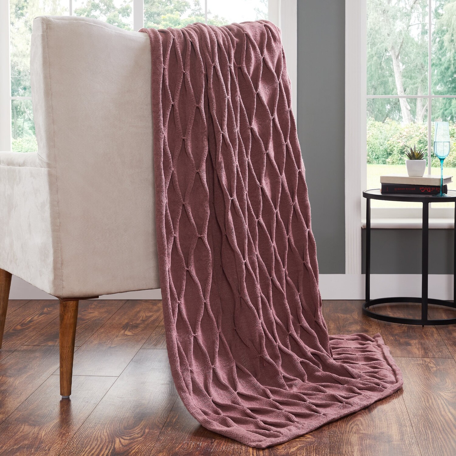 

Плед Modern Threads Samira из акрила с украшением, цвет Rosewood