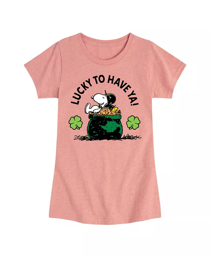

Футболка с коротким рукавом "Big Girls Snoopy Lucky To Have Ya" с принтом ко Дню Святого Патрика Peanuts, розовый