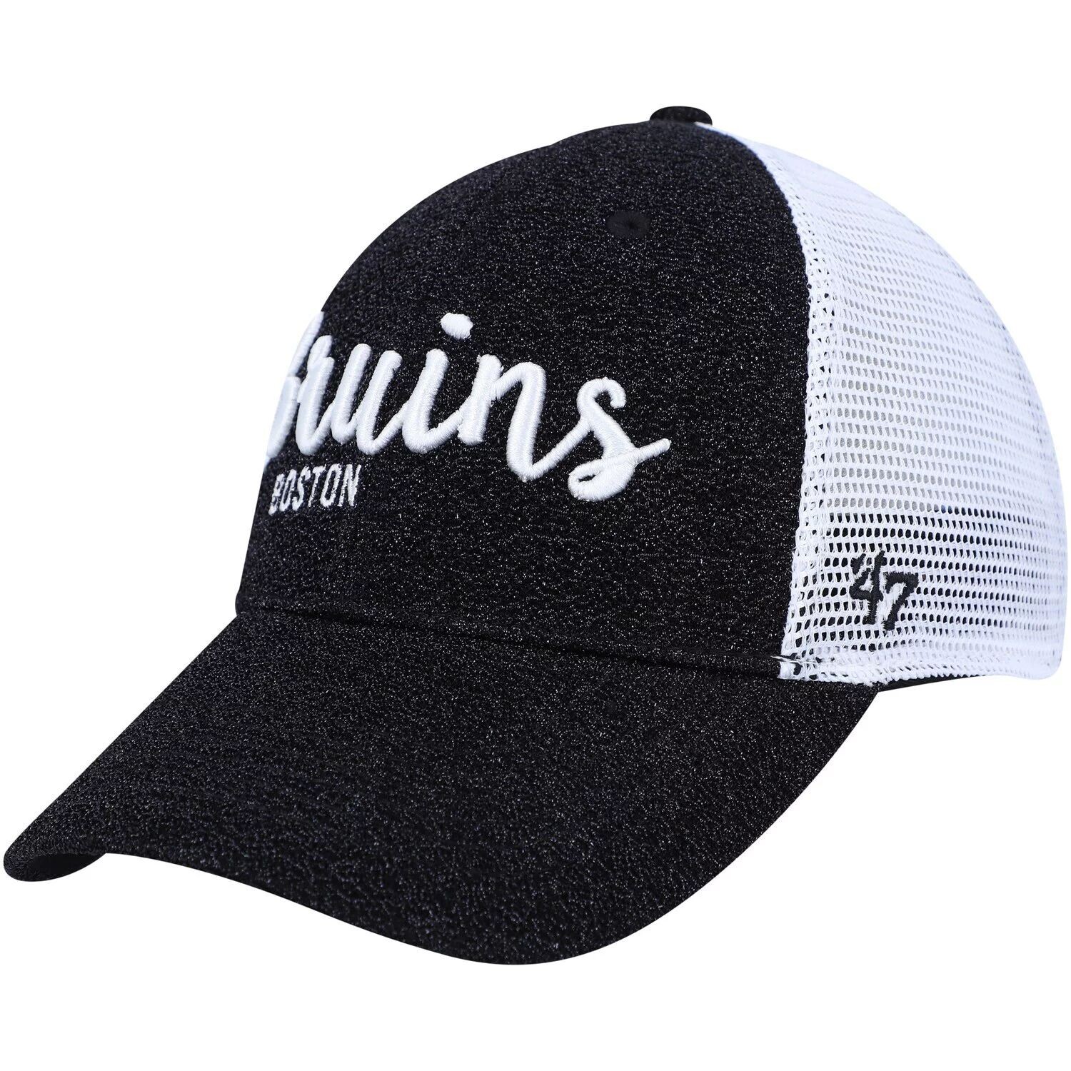 

Женская черно-белая кепка Boston Bruins Encore MVP Trucker Snapback '47