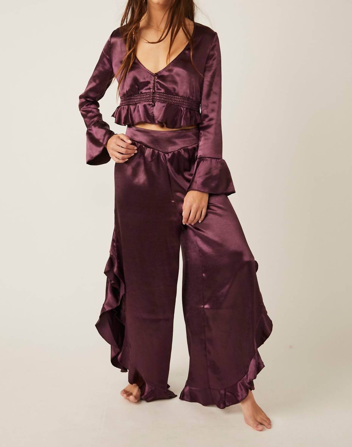 

В погоне за любовью Сон Пижамный комплект в драгоценном вине Free People, цвет precious wine