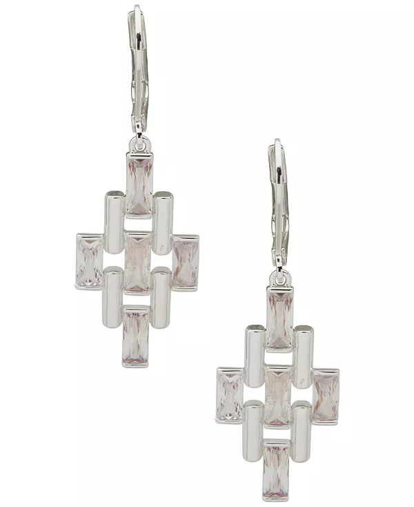 

Серьги-Подвески из кубического циркония с серебристым камнем огранки «багет» Anne Klein, crystal