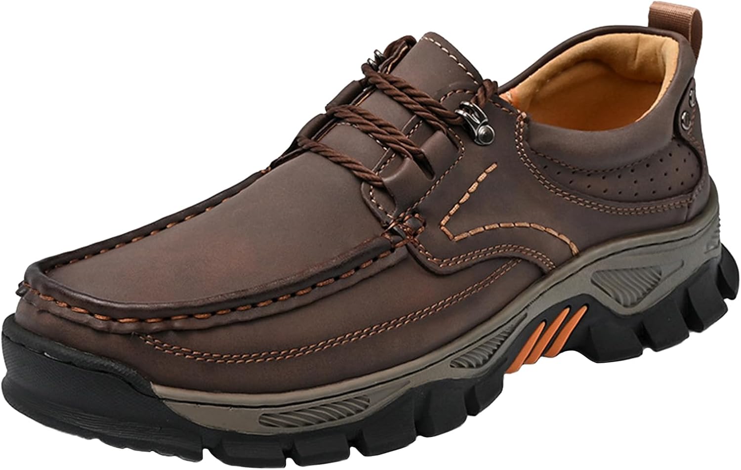 

Мужские кожаные лоферы без шнурков с противоскользящей подошвой, легкие и удобные, для бизнеса и повседневной носки, удобные, широкой посадки, рабочая обувь для активного отдыха и походов на улице Generic, темно-коричневый