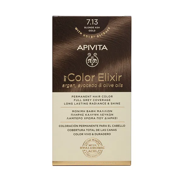 

Перманентное окрашивание My Color Elixir Apivita, цвет blonde ash gold