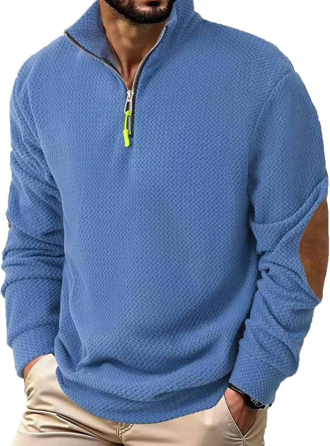 

Мужской свитер с воротником стойкой и молнией на четверть