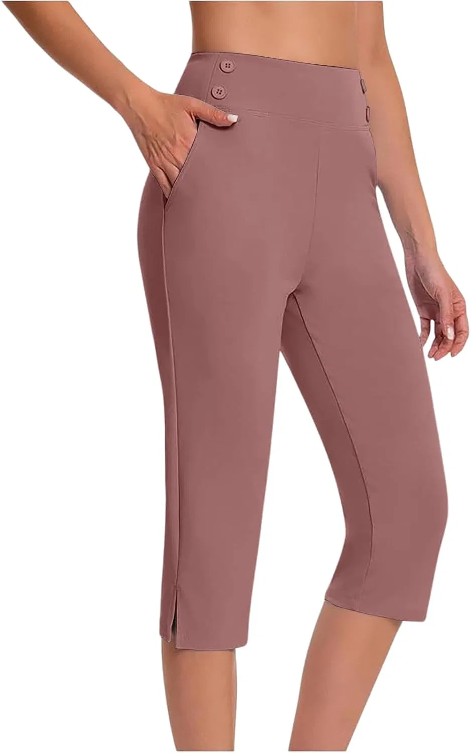 Капри для женщин высокие со стрейчем, Generic, Pink
