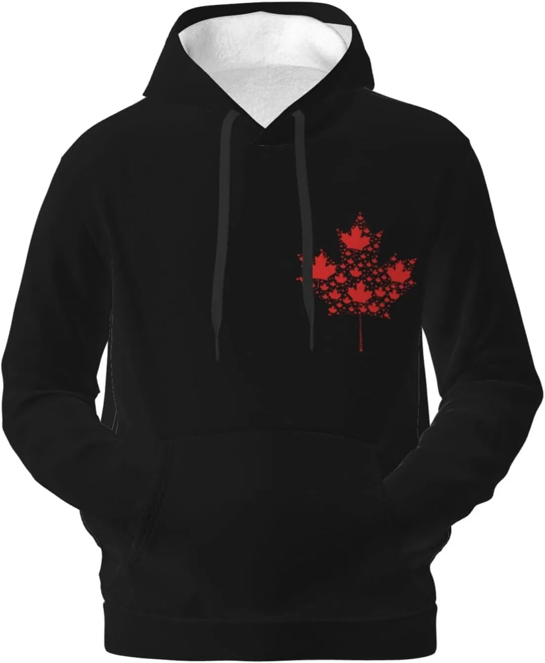 Толстовка с капюшоном Canadian Maple Leaf Flag мужская, флисовая, с карманом Generic, черный — фото 2