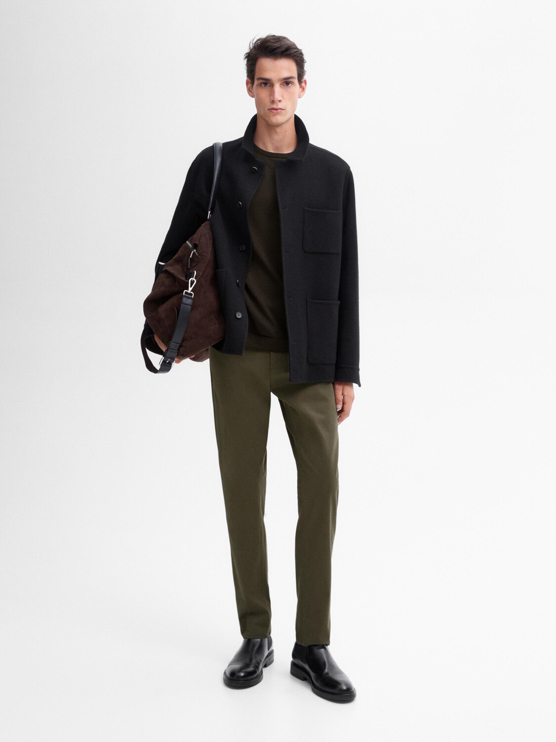 

Узкие брюки из хлопковой смеси Massimo Dutti, хаки