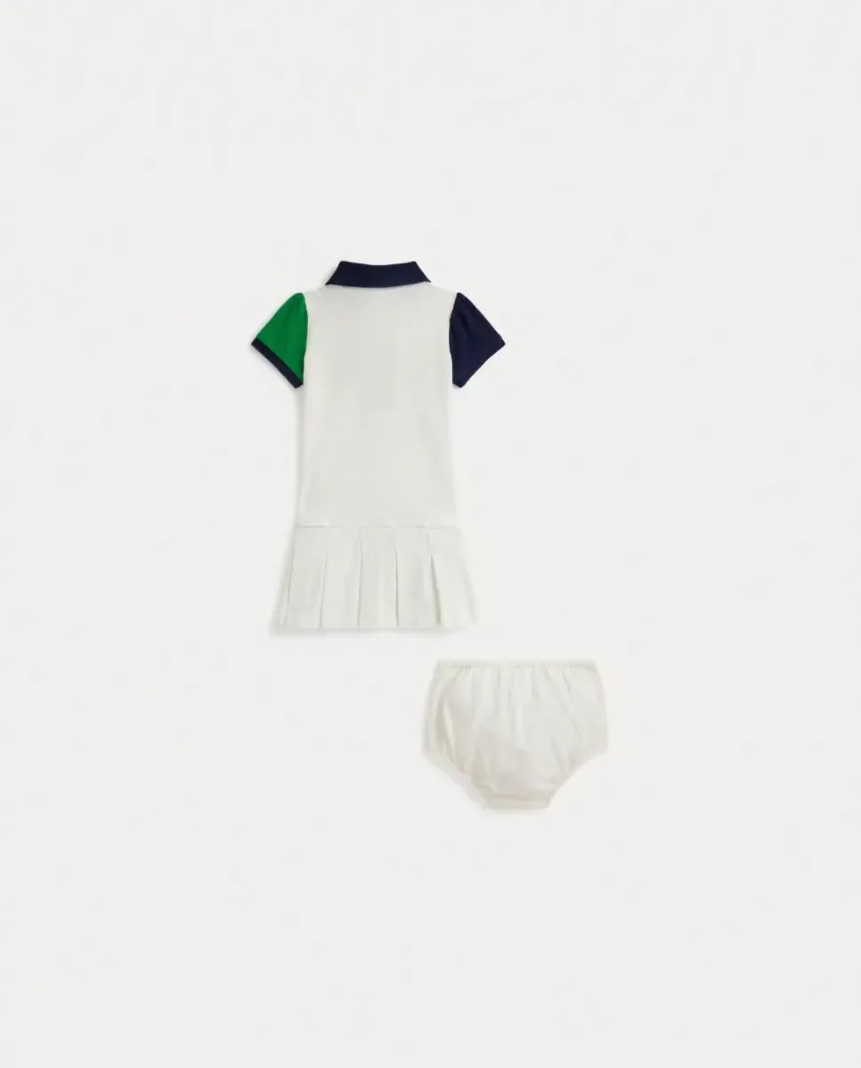 Платье для девочки типа поло из хлопка с пололо Polo Ralph Lauren, Blanco Roto — фото 2