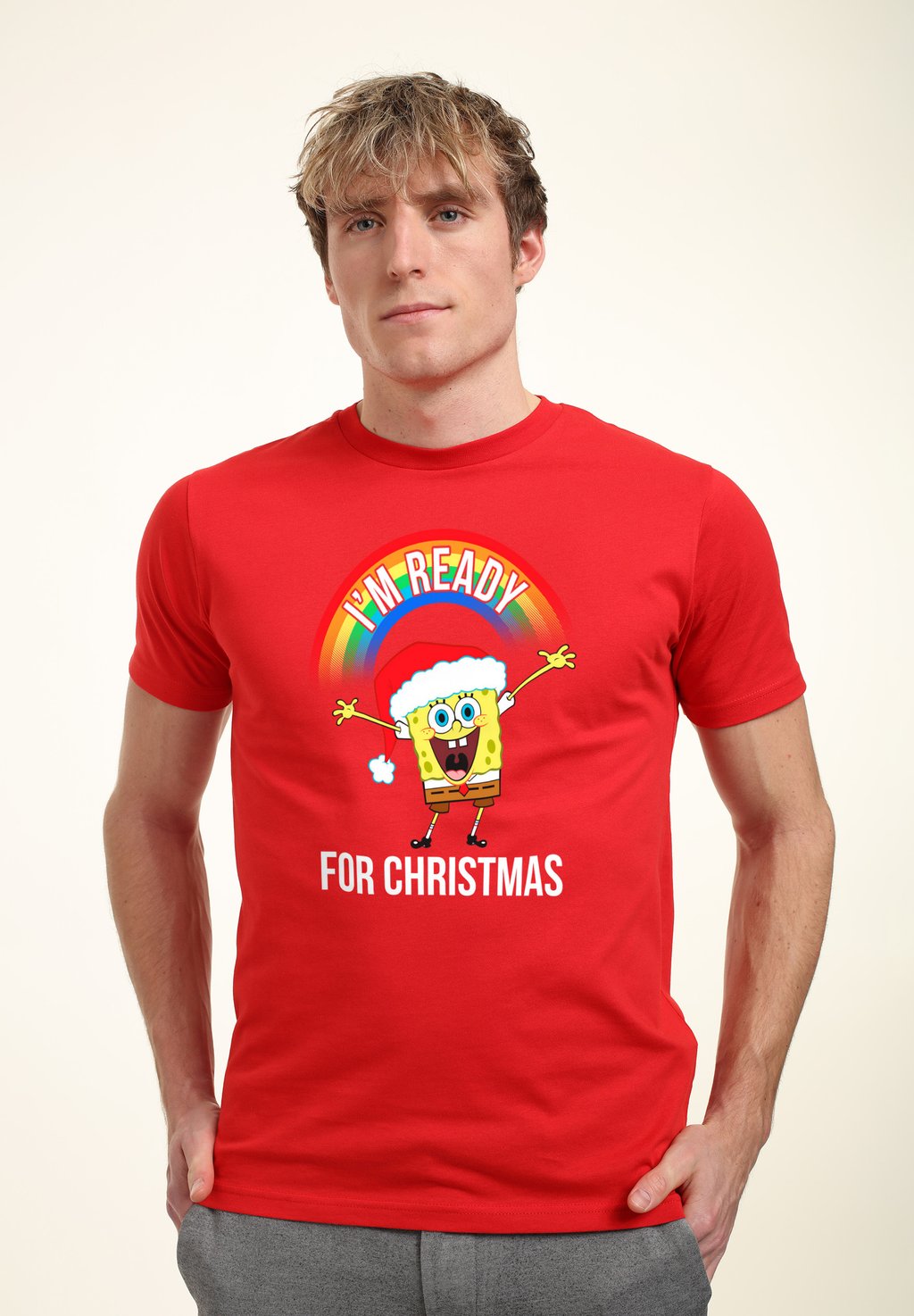 

Футболка с принтом SPONGEBOB SQUAREPANTS IM READY FOR CHRISTMAS Henry Tiger, красный
