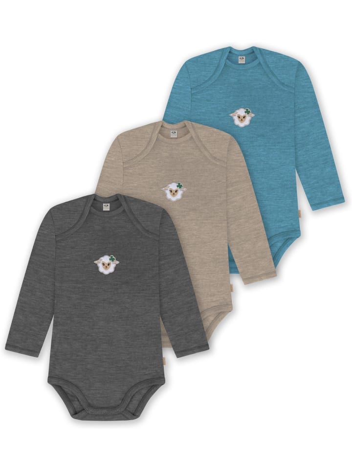 

Normani Outdoor Sports Набор из 3 детских боди из мериносовой шерсти с длинными рукавами, цвет Окленд, синий/бежевый/антрацитовый