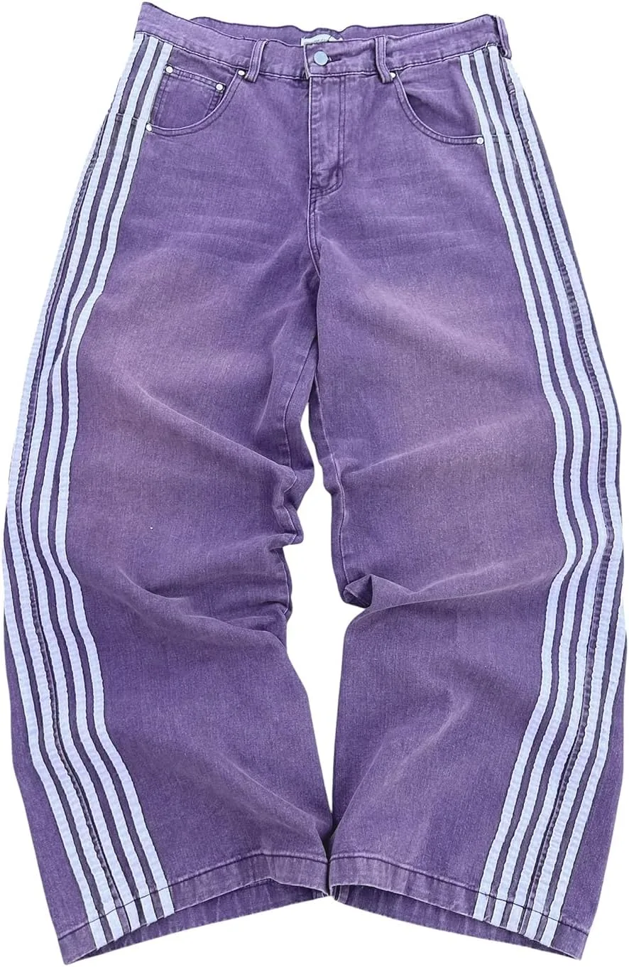 

Franhais женские джинсы Y2k с боковыми полосками, низкая посадка, широкие штанины, стрейч