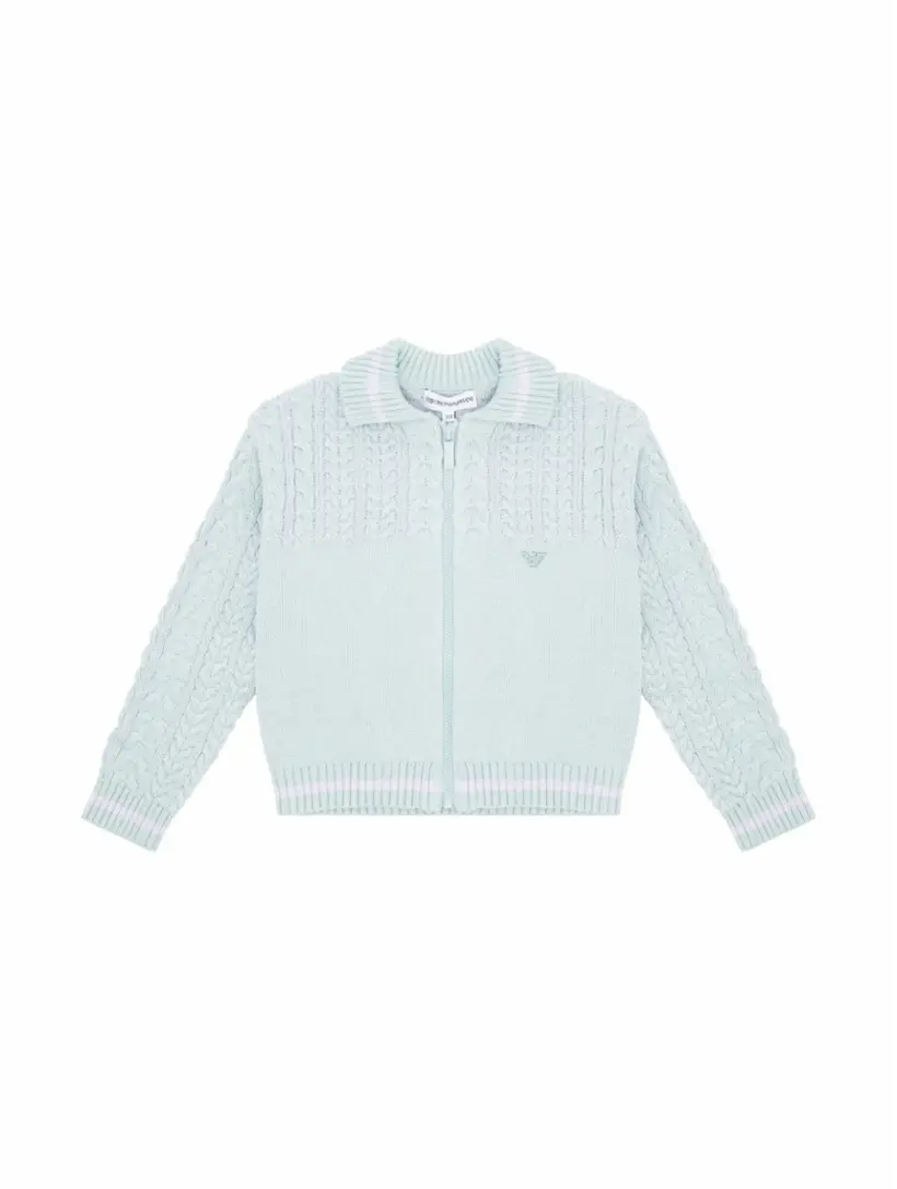 

Вязаный кардиган с логотипом EMPORIO ARMANI, синий