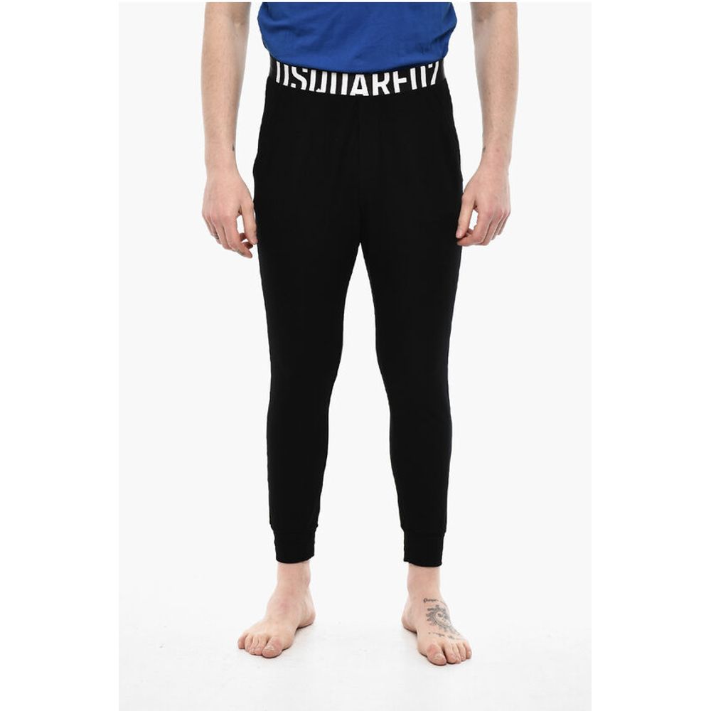 

Однотонные ночные брюки с логотипом на ленте Dsquared2, Black