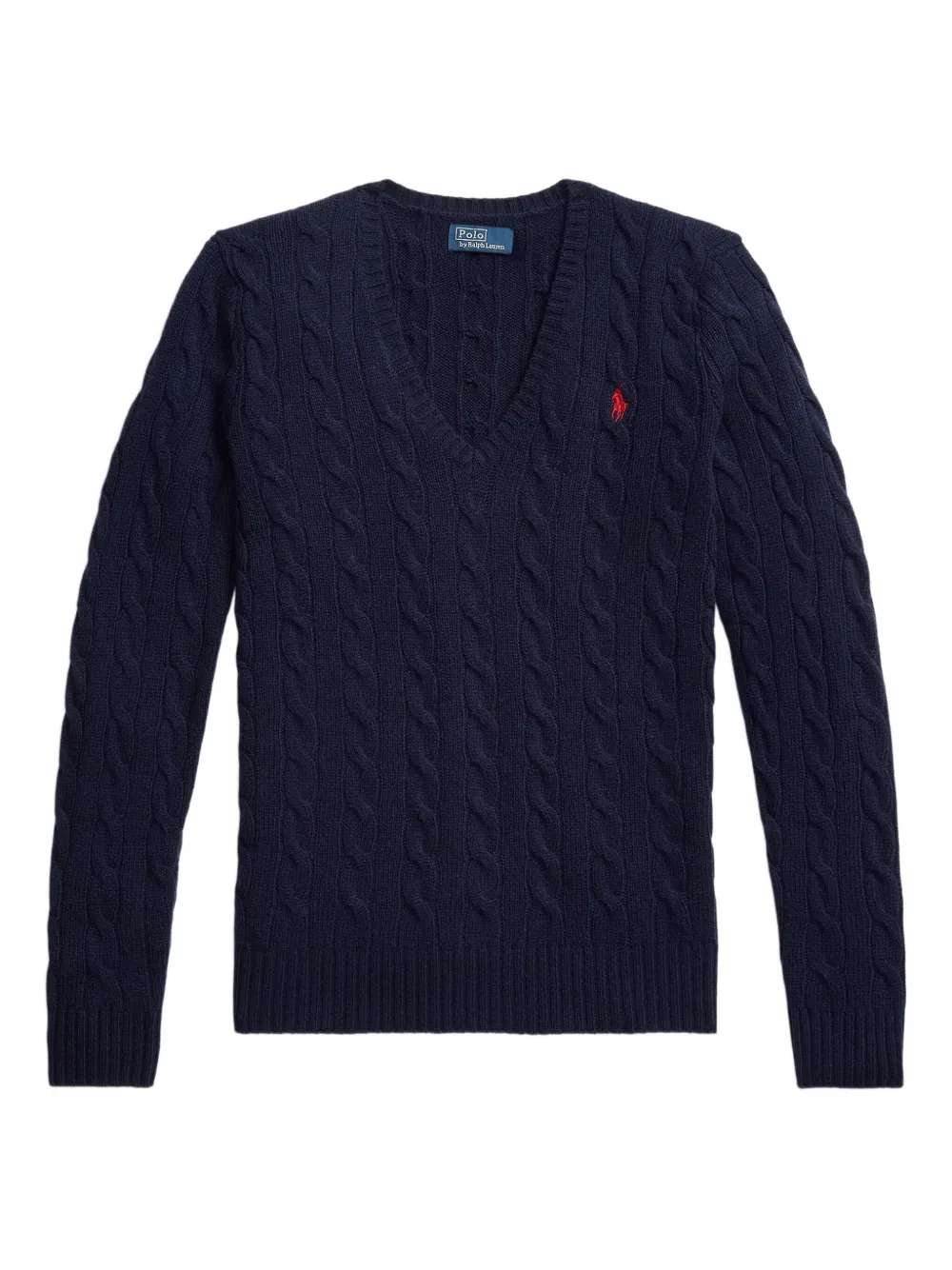 

Свитер фактурной вязки с V-образным вырезом POLO RALPH LAUREN, синий