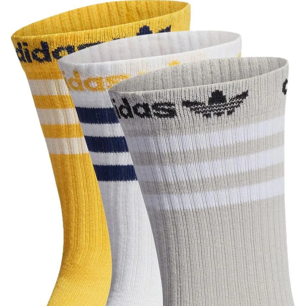 Унисекс носки до середины икры Adidas Originals, 3 Pack (Light Gray+White+Sunlight Yellow) — фото 3