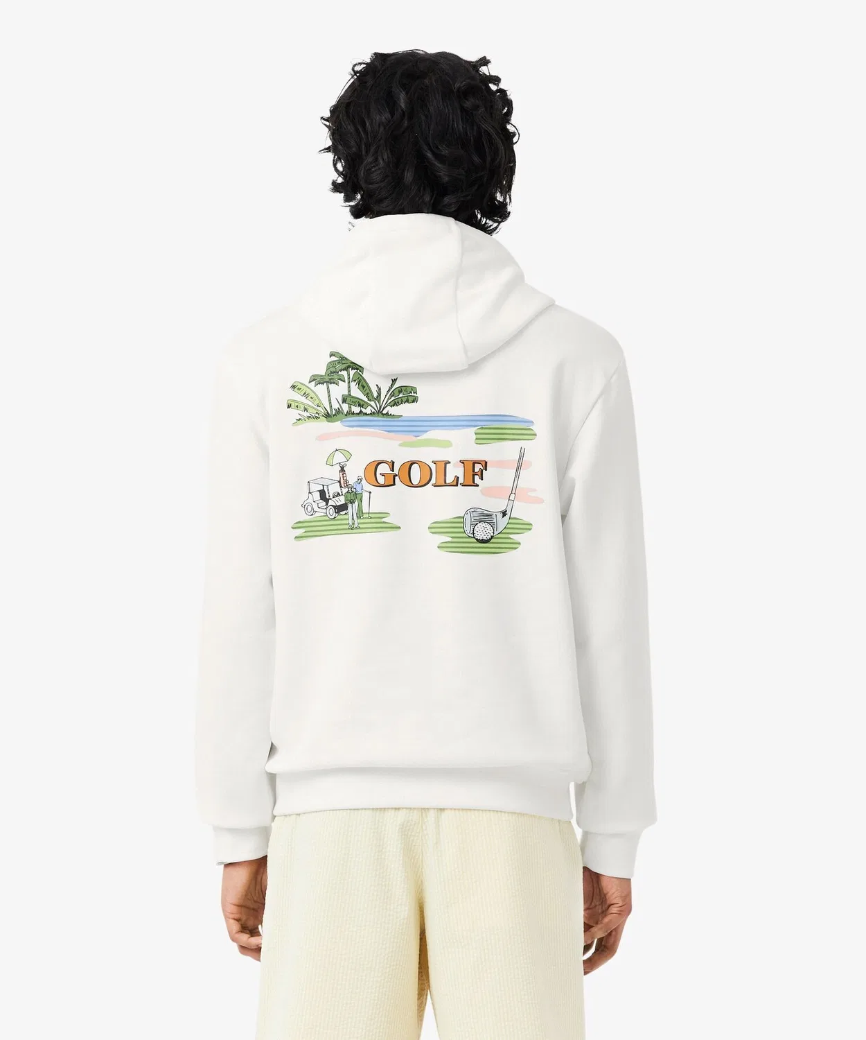 Свитшот-худи Lacoste Golf Флисовый принт, белый — фото 3