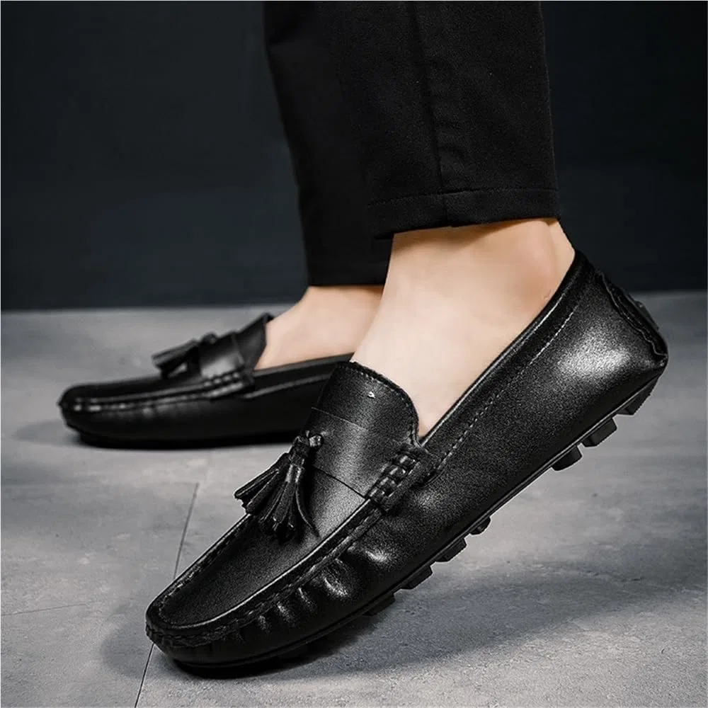 Мужские лоферы Leather Loafers, Black DHFIRUFSHLO — фото 3