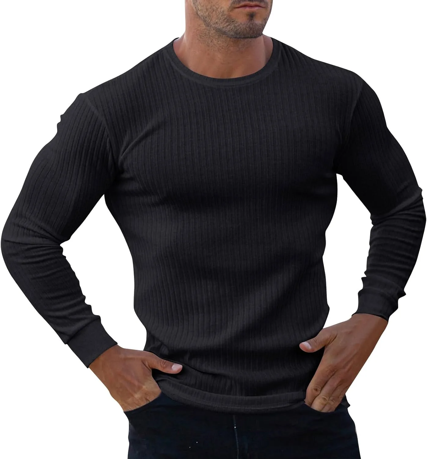 

Мужская футболка с длинным рукавом Fall Crewneck, анти-морщин, Slim Fitted Kenvina