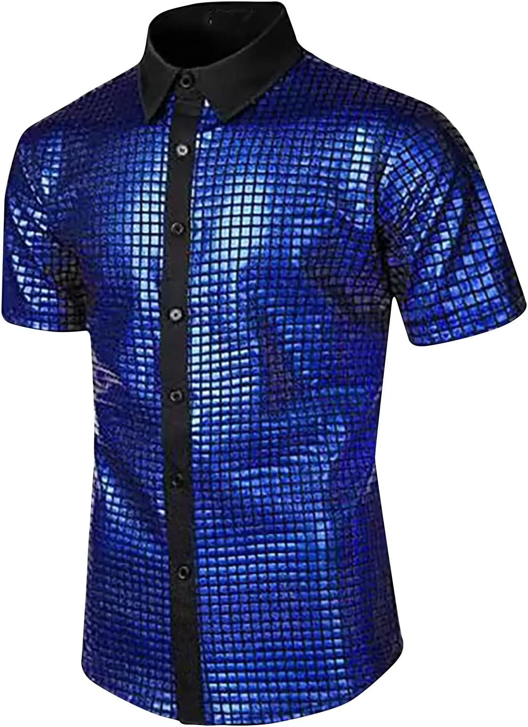 

Мужская рубашка с коротким рукавом, стрейч, без складок