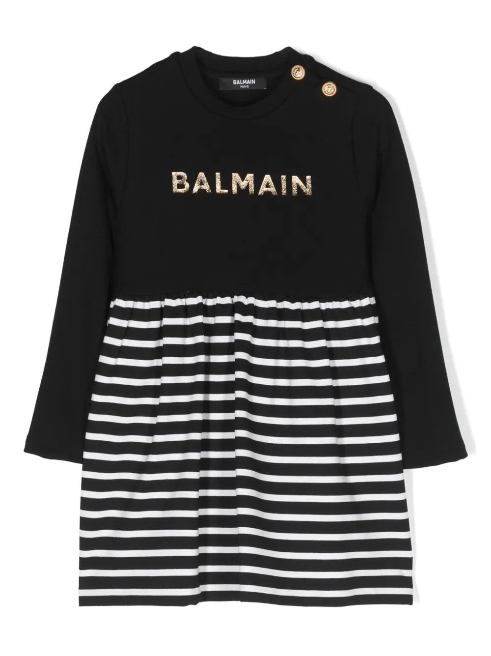 

Платье с длинными рукавами и логотипом Balmain Kids, черный