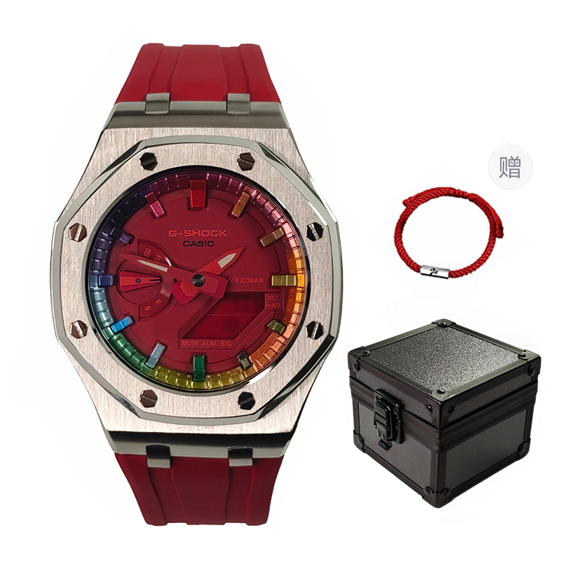 

Мужские часы CASIO Liquid Crystal/Analog Dual Display Series 44mm красные