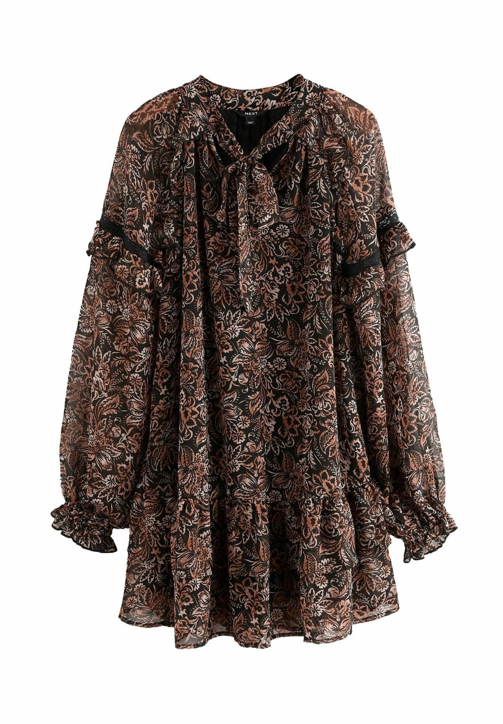 

Повседневное платье TIE NECK RUFFLE LONG SLEEVE Next, черный
