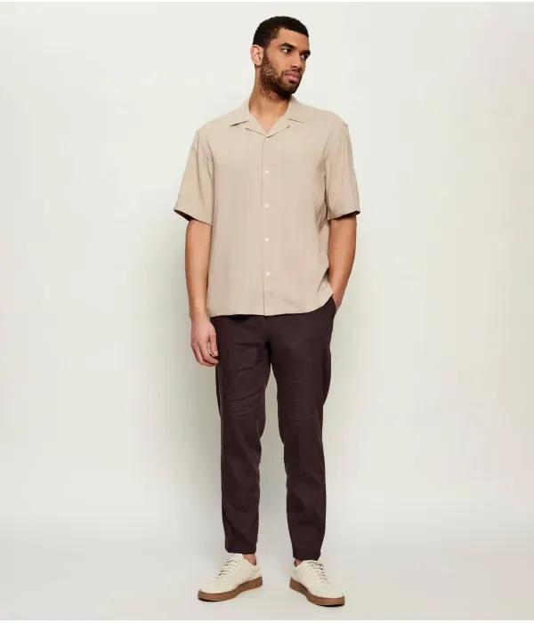 Льняные брюки P-Perin-RDS-WG-262 tapered fit Boss, коричневый — фото 2