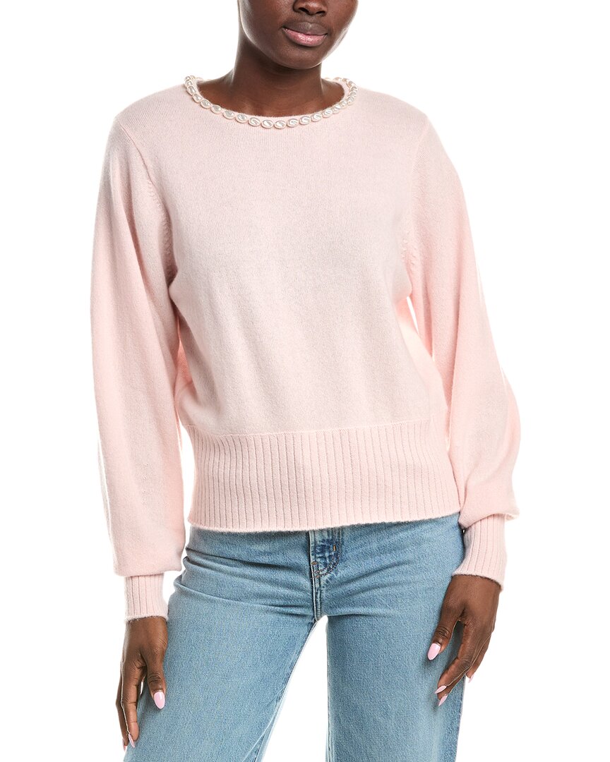 

Броде Кашемир свитер с жемчужными деталями и буффами Brodie Cashmere, розовый