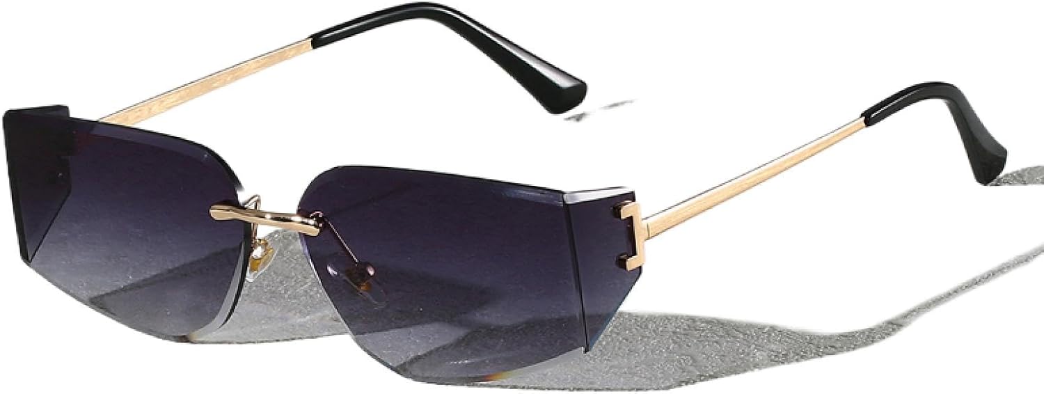 

Солнцезащитные очки с защитой от УФ-излучения UV400 | Без оправы, металлический панк | Для женщин и мужчин, для занятий спортом на открытом воздухе и вождения DSVIGF, Gold Gray