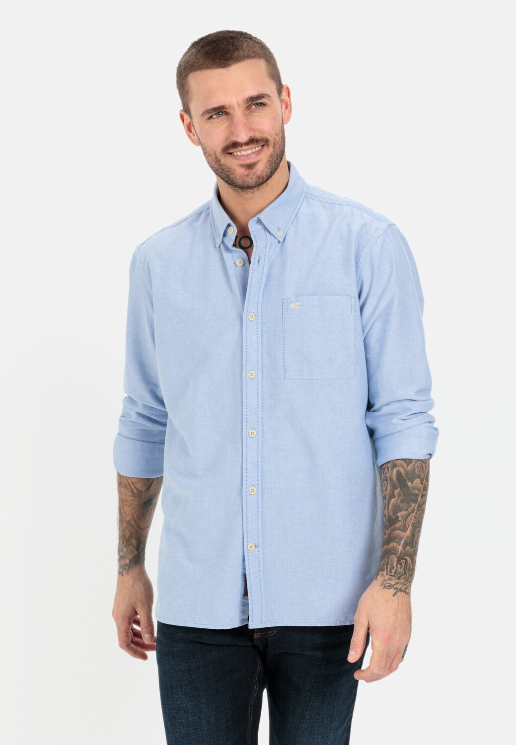 Рубашка Camel Active Oxford aus zertifiziertem Organic Cotton, светло синий — фото 2