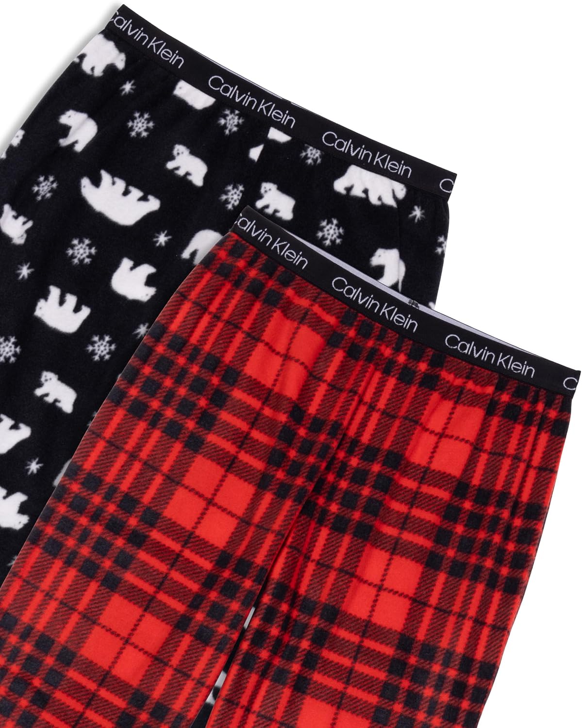 Комплект из 2 пижамных штанов Calvin Klein boys Super Soft Brushed Micro, Red Weekend Plaid/Black Polar Bear — фото 3