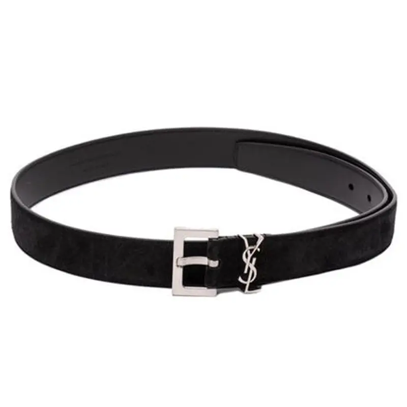 

Ремень кожаный Saint Laurent Logo-plaque мужской, черный