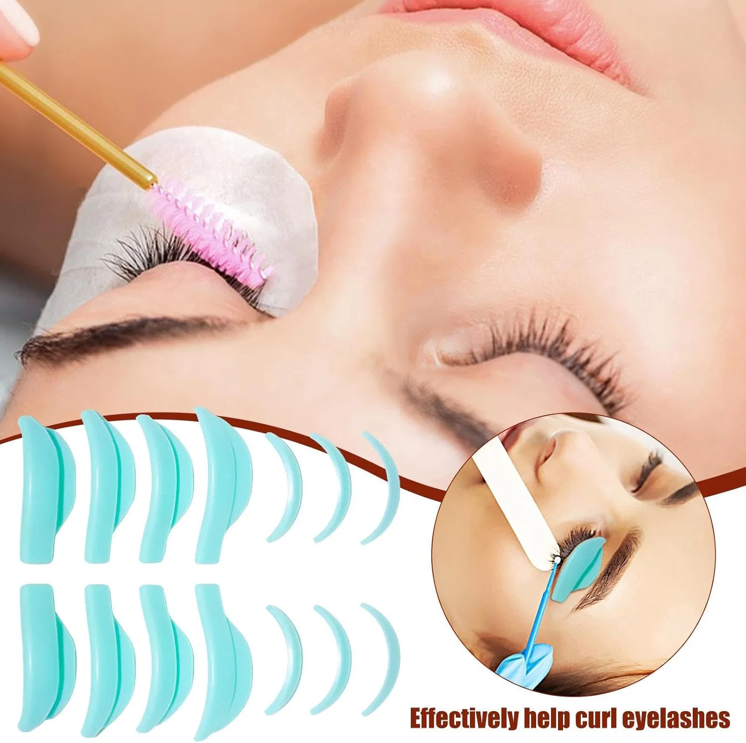 Набор для ламинирования ресниц Silicone Eyelash Curlers Generic, 7 пар, зеленый — фото 2