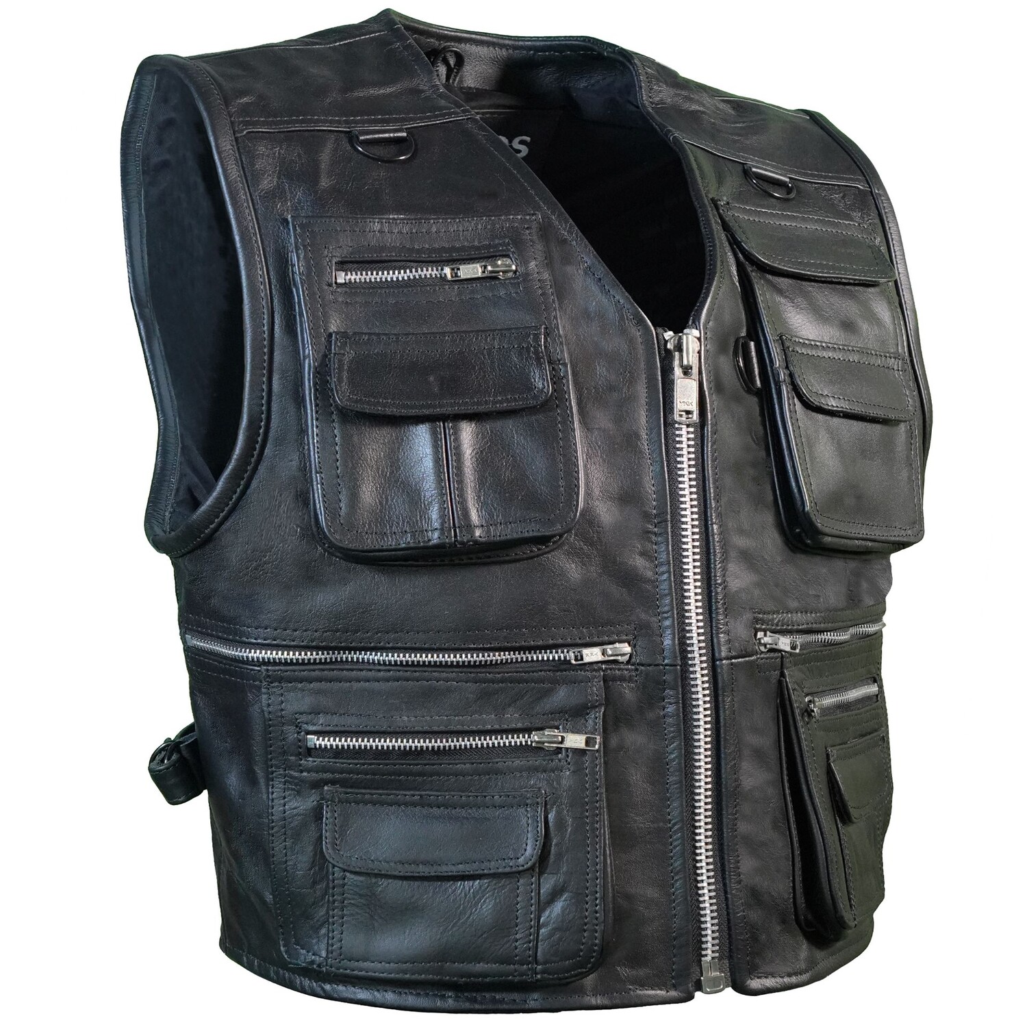 

Утепленный жилет PAULGOS Leder Biker Kutte Echtleder BW11, черный