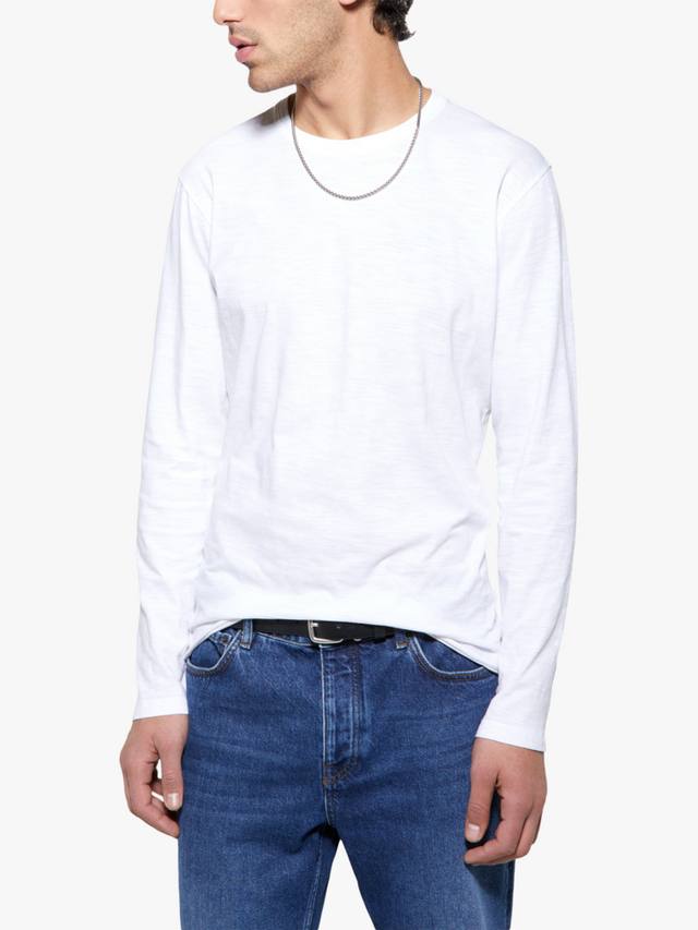 

Хлопковая футболка с длинным рукавом Slim Fit SISLEY, White