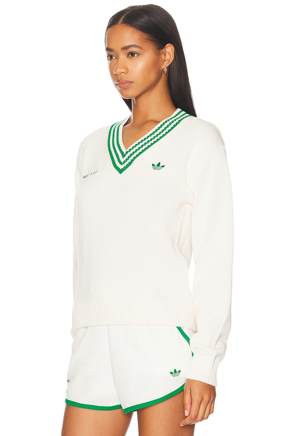 Свитер X Sporty & Rich Adidas Originals, Off White & Green — фото 3