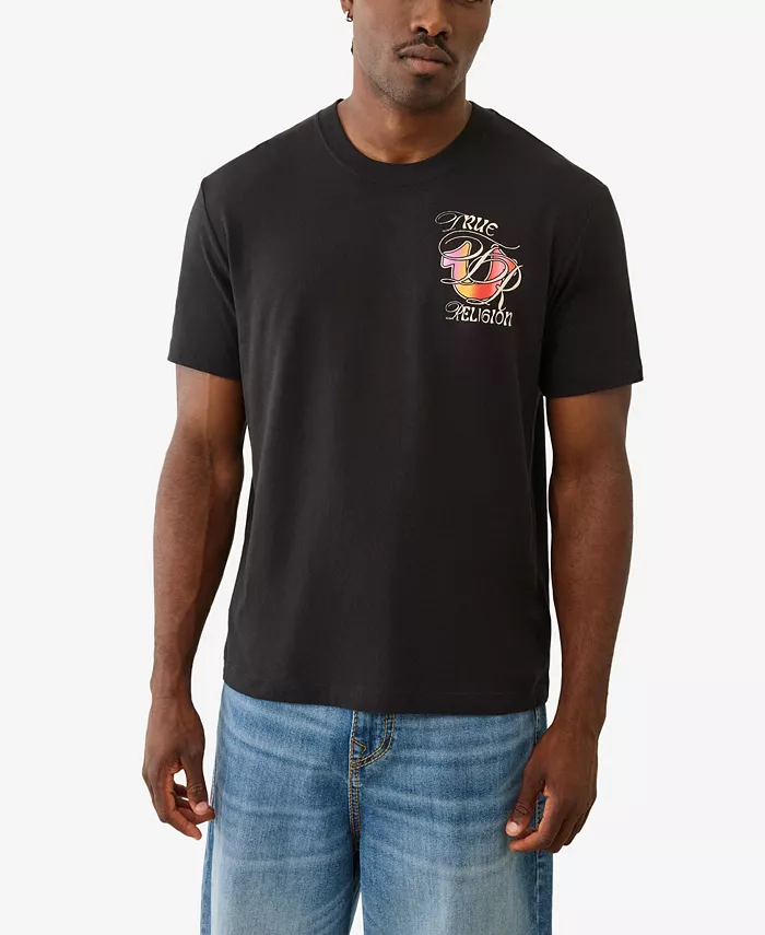 

Мужская футболка с коротким рукавом и омбре принтом True Religion, черный