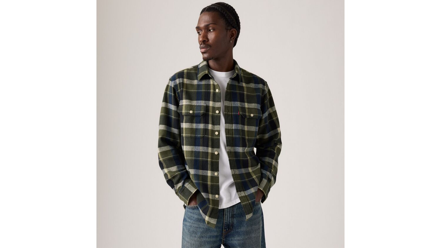 

Фланелевая рубашка Jackson Worker Levi's, Medina Plaid Deep Depths - Green