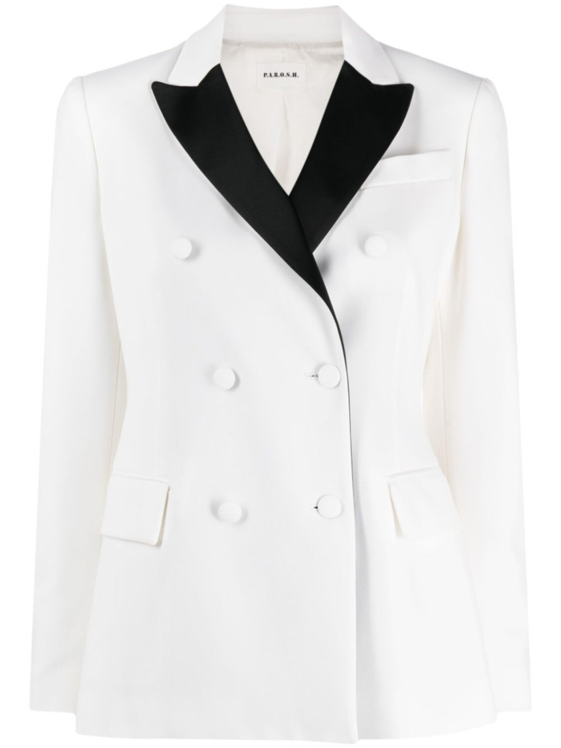 

P.A.R.O.S.H. satin-lapel double-breasted blazer, белый