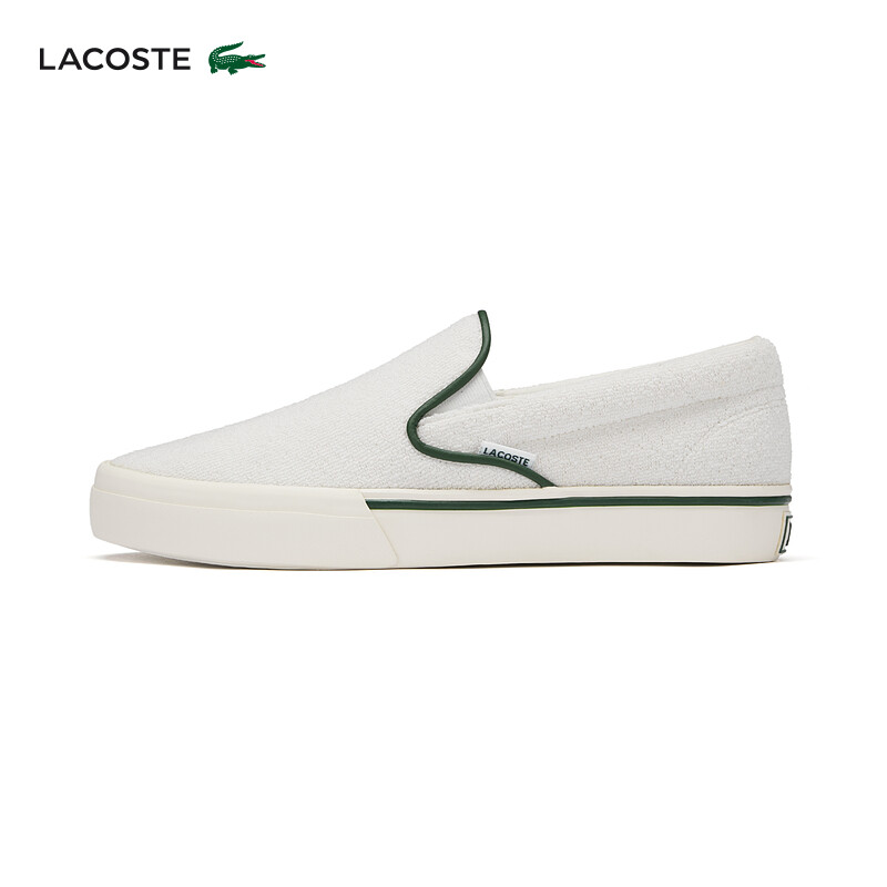 

Слипоны мужские Lacoste из французской крокодиловой кожи, белый / темно-зеленый