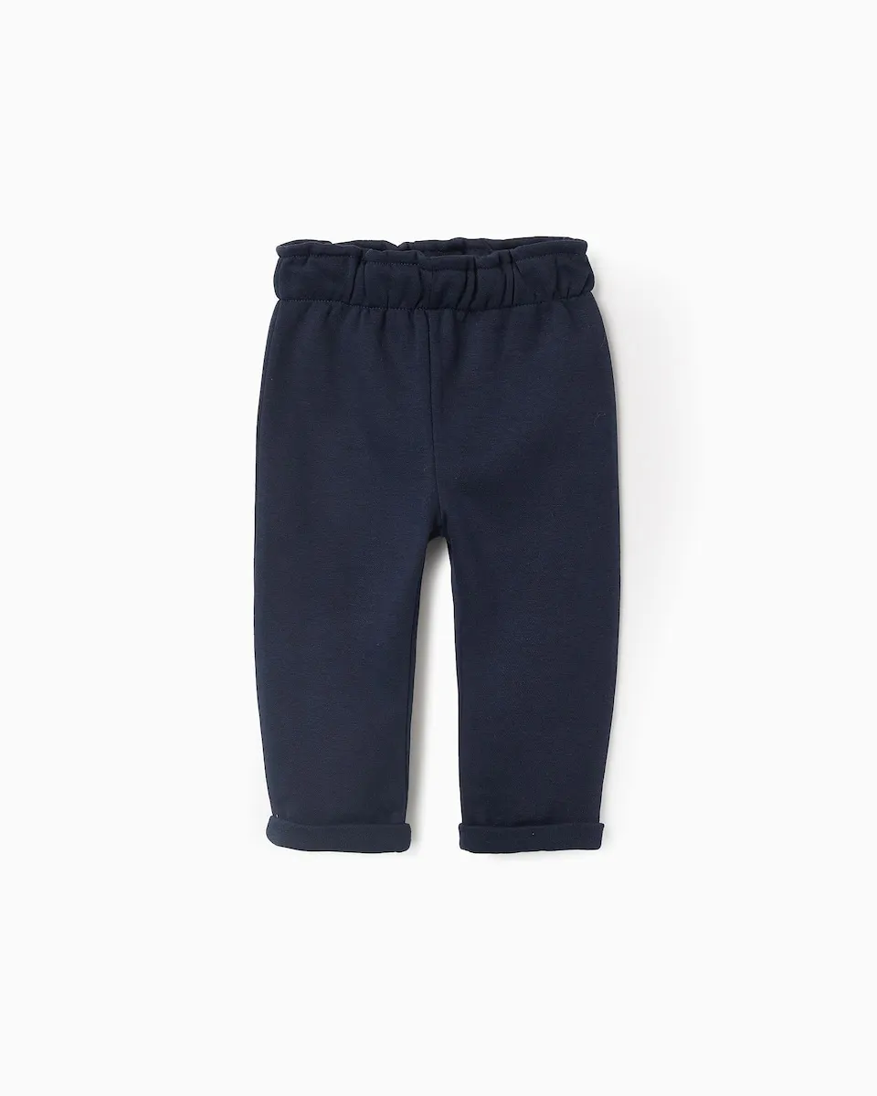 

Спортивные штаны для маленькой девочки с внутренней подкладкой, на вешалке, с эластичной талией и оборками Zippy, темно-синий